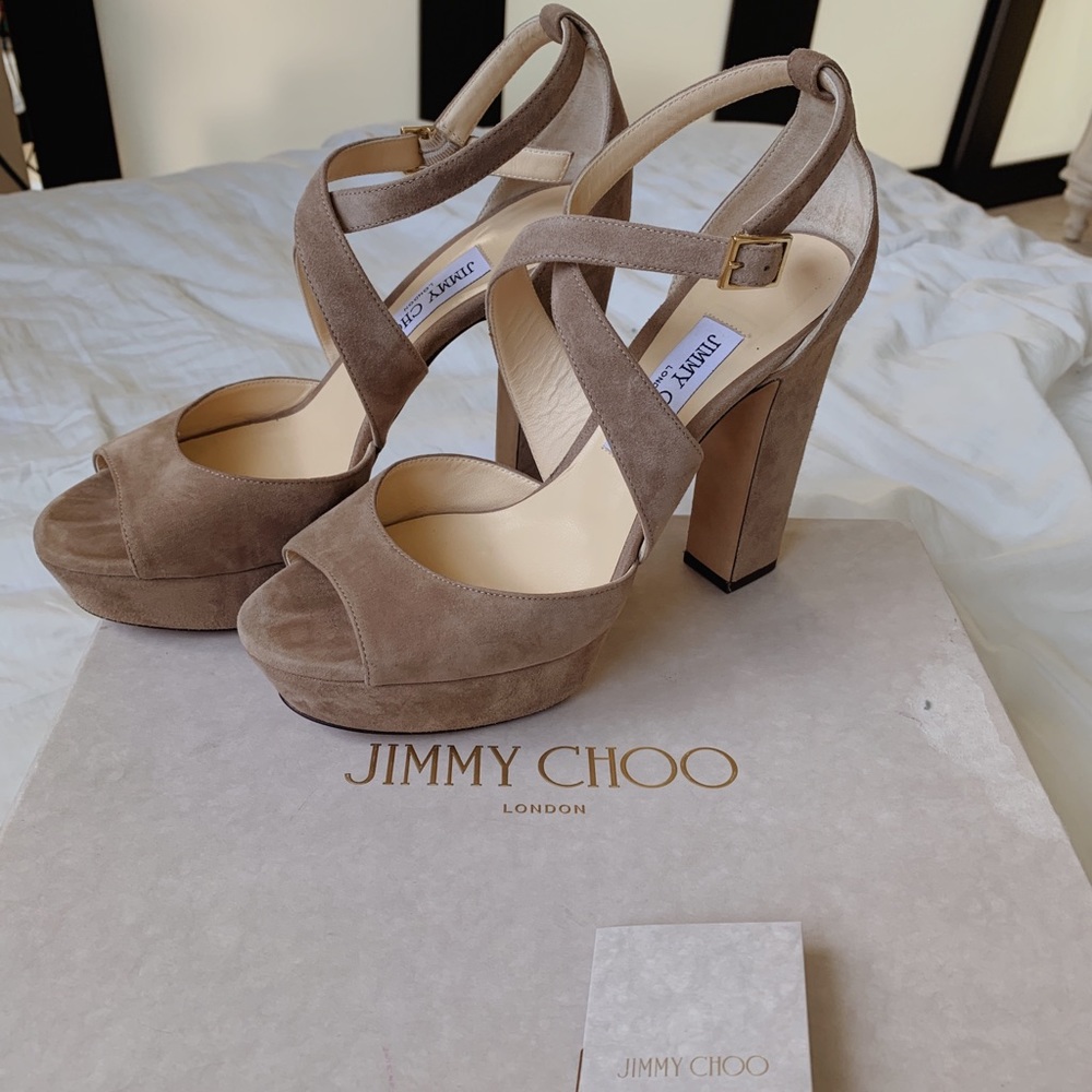 Jimmy Choo Light Mocha Suede Heels